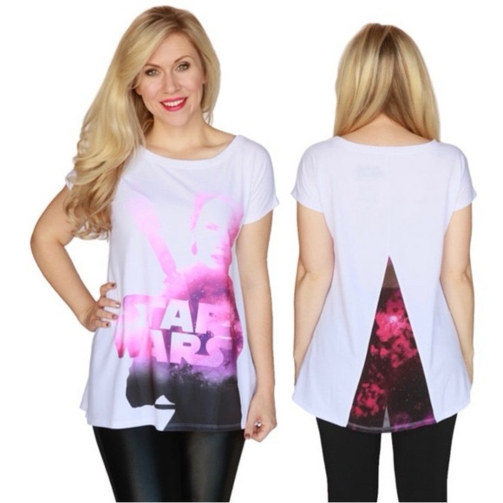 Disney Parks Star Wars Her Universe Rey Shirt with Galaxy Panel